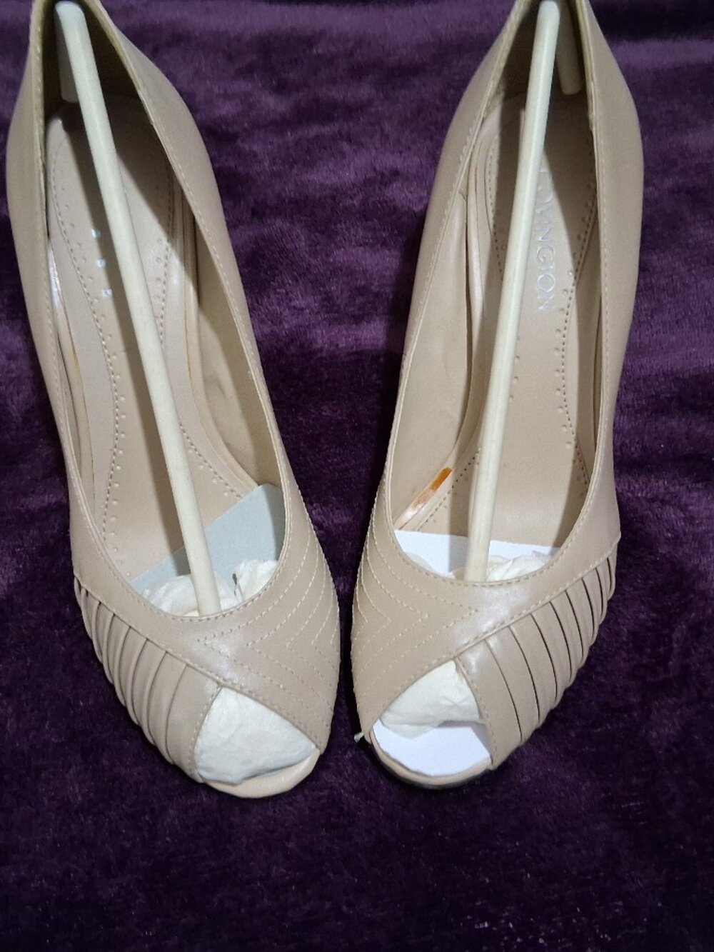 Covington Taupe Peep Toe Heels 6.5